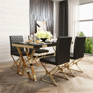Metal Modern Yankı Siyah Yemek Masası